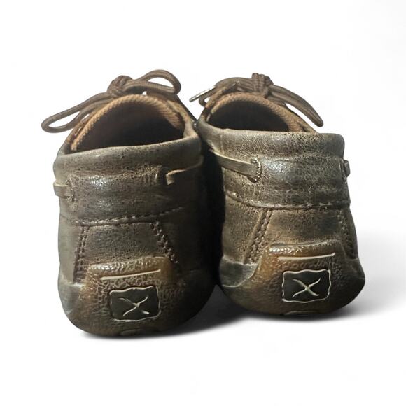 Twisted X Moccasins Size 6.5 M Floral Tooled Leather Driving Mocs Shoes Brown  - Picture 7 of 8